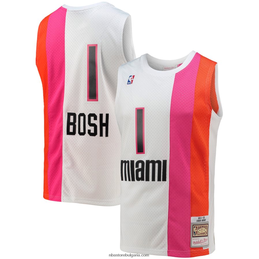 NBA JZ8F026260 miami heat chris bosh mitchell & ness white hardwood classics swingman фланелка