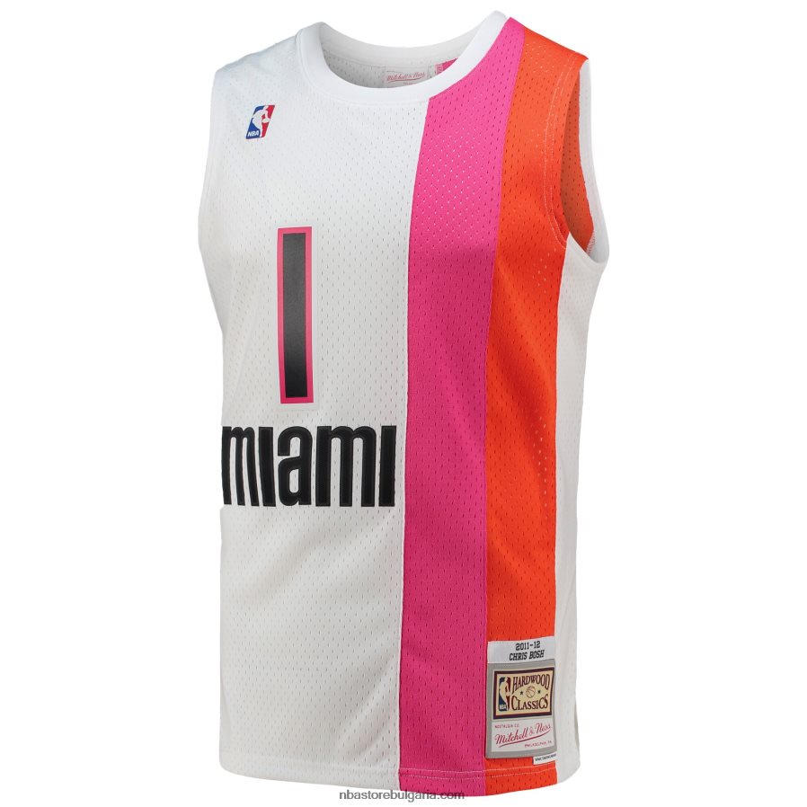 NBA JZ8F026260 miami heat chris bosh mitchell & ness white hardwood classics swingman фланелка