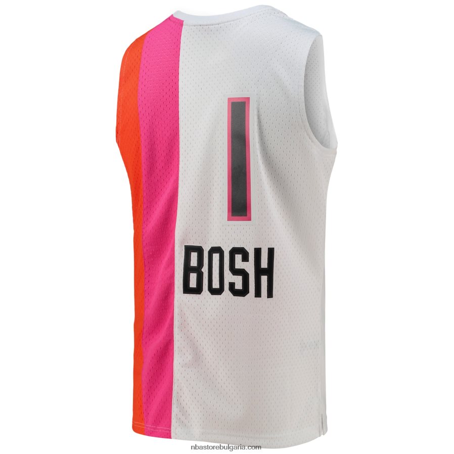 NBA JZ8F026260 miami heat chris bosh mitchell & ness white hardwood classics swingman фланелка
