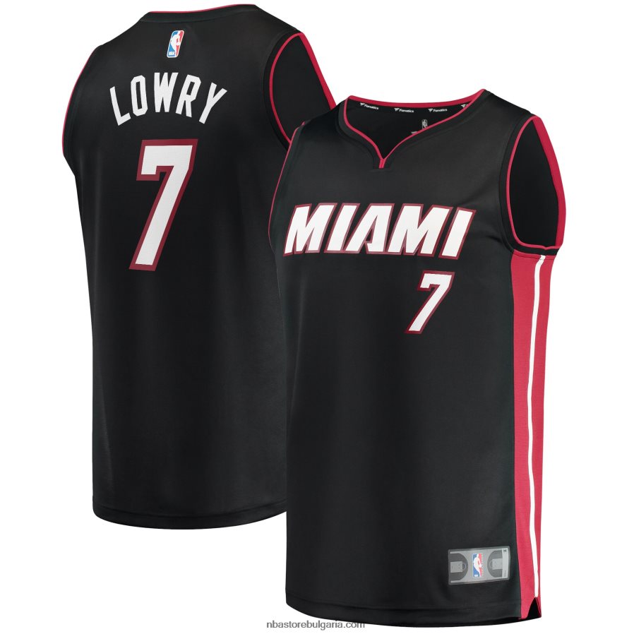 NBA JZ8F026690 miami heat kyle lowry черна реплика на фланелка за бързо прекъсване