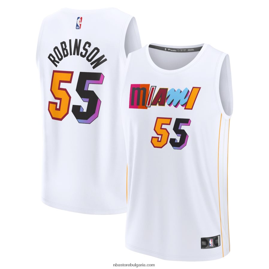 NBA JZ8F027368 Маями Хийт Дънкан Робинсън бяла фланелка за бърз брейк