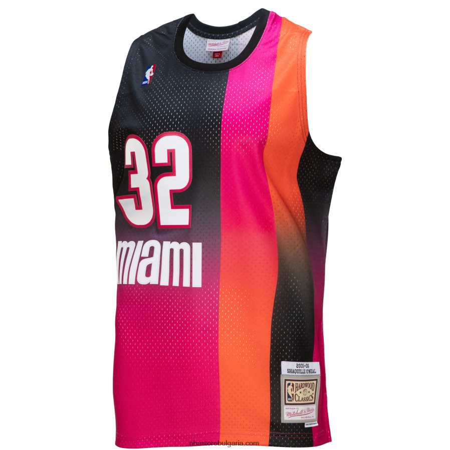 NBA JZ8F027556 miami heat shaquille o\'neal pink/black hardwood classics fadeaway swingman фланелка