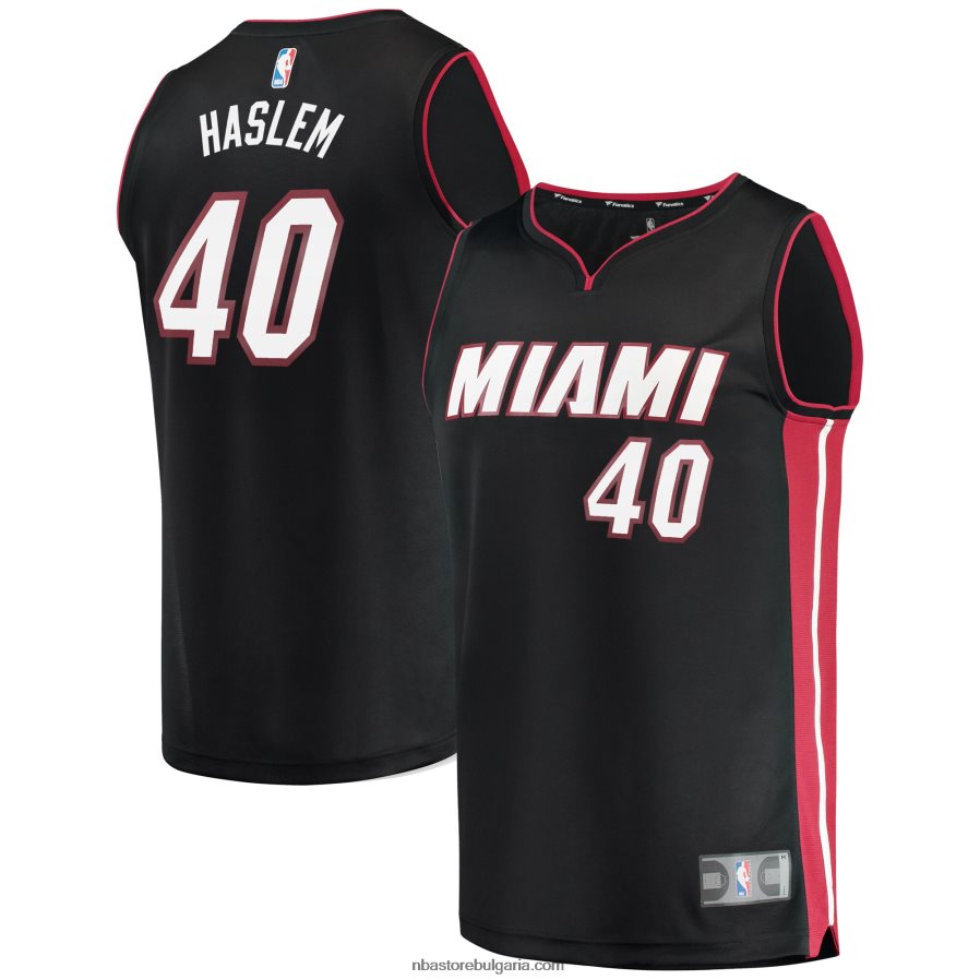NBA JZ8F02842 miami heat udonis haslem black fast break реплика фланелка на играч