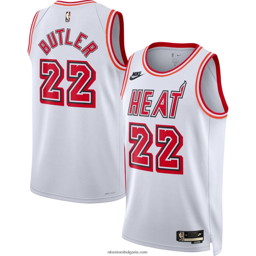 NBA JZ8F02850 miami heat jimmy butler nike бяла фланелка swingman