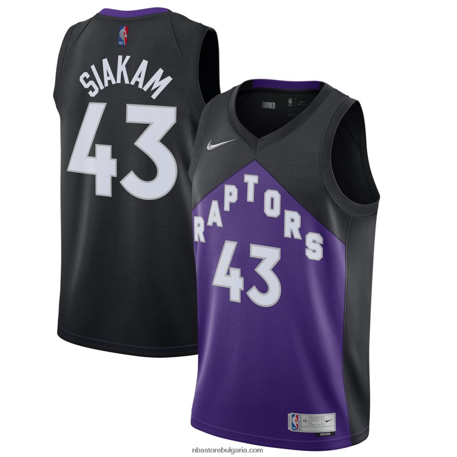 NBA JZ8F0211175 торонто раптърс паскал сиакам nike черна/лилава фланелка на играч на суингмен - заслужено издание