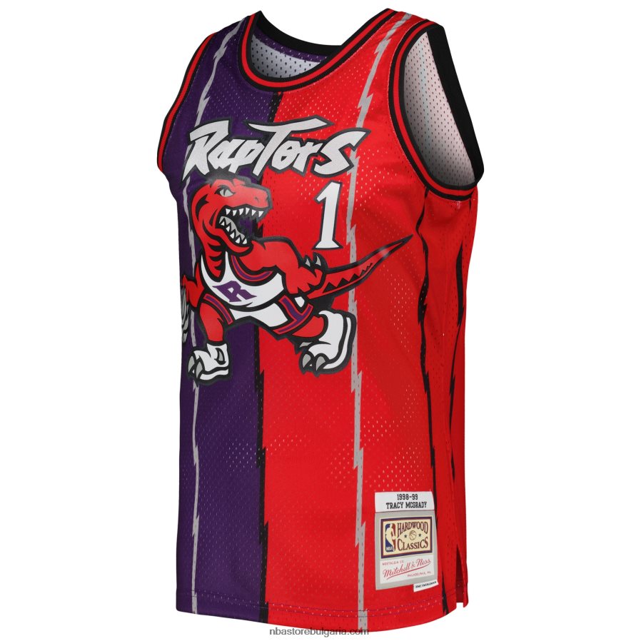 NBA JZ8F021338 toronto raptors tracy mcgrady mitchell & ness purple/red hardwood classics сплит фланелка swingman