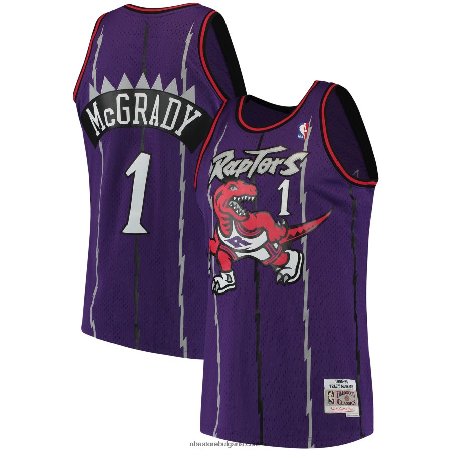 NBA JZ8F02180 торонто раптърс трейси макгрейди мичъл и нес лилава фланелка от твърда дървесина swingman