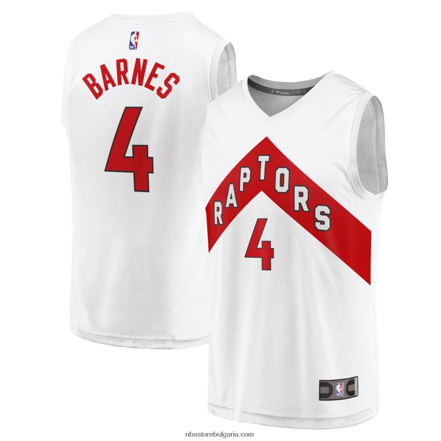NBA JZ8F022296 Торонто Раптърс Скоти Барнс бяла фланелка за бързо прекъсване реплика