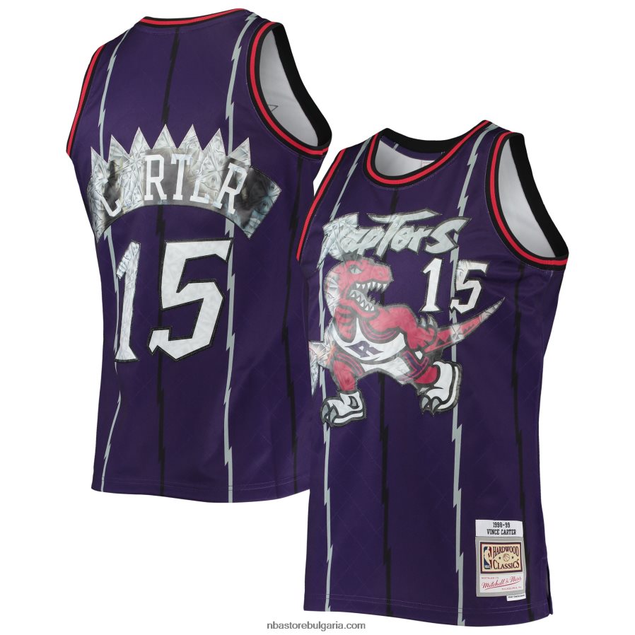 NBA JZ8F024632 торонто раптърс винс картър лилаво твърдо дърво класика 75th юбилей диамантено суингмен трико