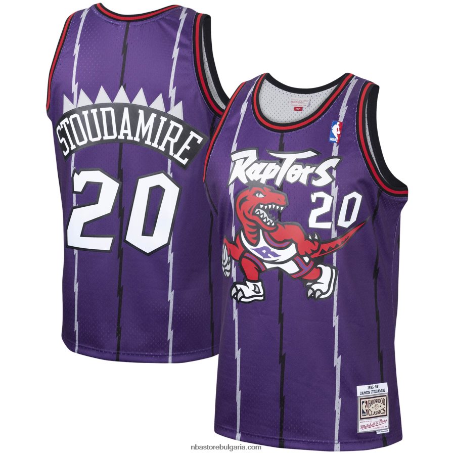 NBA JZ8F024872 Торонто Раптърс Деймън Стаудамиър Мичъл и Нес лилаво твърда дървесина класика суингмен фланелка