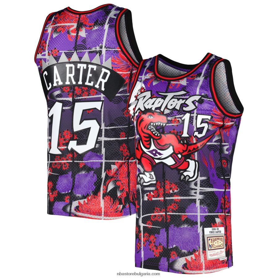 NBA JZ8F026047 Торонто Раптърс Винс Картър Мичъл и Нес лилаво твърдо дърво класически лунна нова година суингмен фланелка