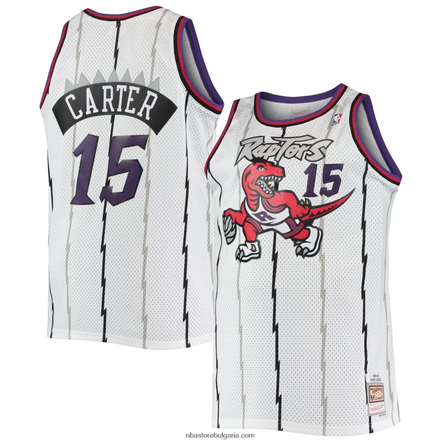 NBA JZ8F026322 Торонто Раптърс Винс Картър Мичъл и Нес бяло голямо и високо класическо трико от твърда дървесина swingman