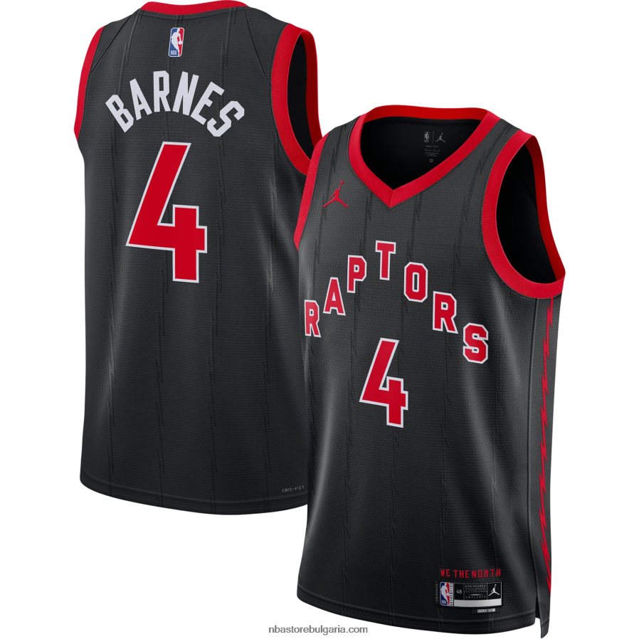 NBA JZ8F026364 Торонто Раптърс, Скоти Барнс, марка Джордън, черна реплика на фланелка на суингмен