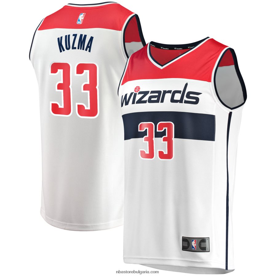 NBA JZ8F022222 washington wizards kyle kuzma white fast break реплика на фланелка