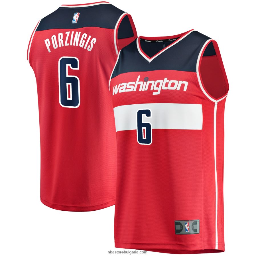 NBA JZ8F022316 Вашингтон Уизърдс Кристапс Порзингис червена фланелка за бърз брейк