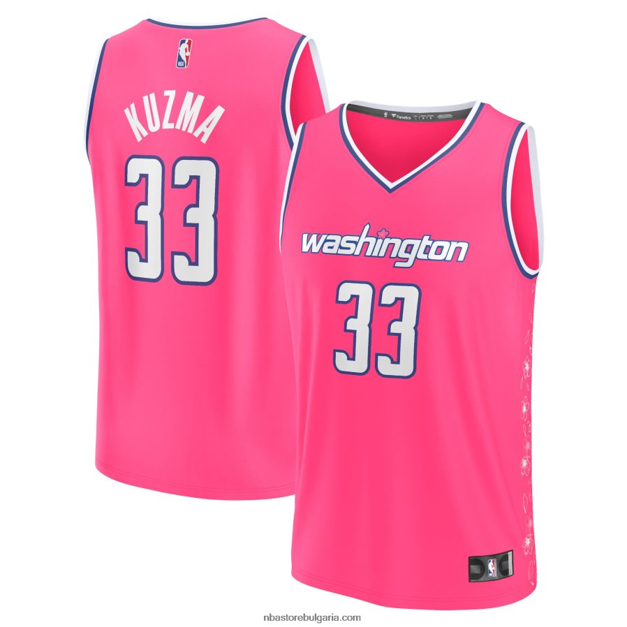NBA JZ8F02381 уошингтън уизардс кайл кузма розова фланелка за бърз брейк