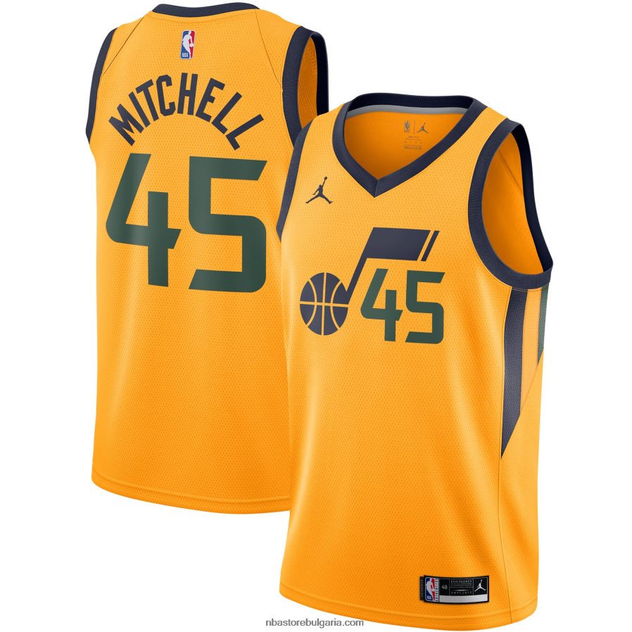 NBA JZ8F0211396 юта джаз донован мичъл джордан златна фланелка суингмен
