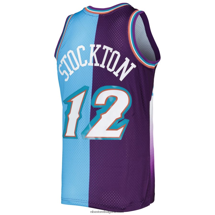 NBA JZ8F021415 utah jazz john stockton mitchell & ness purple/turquoise hardwood classics сплит суингмен трико