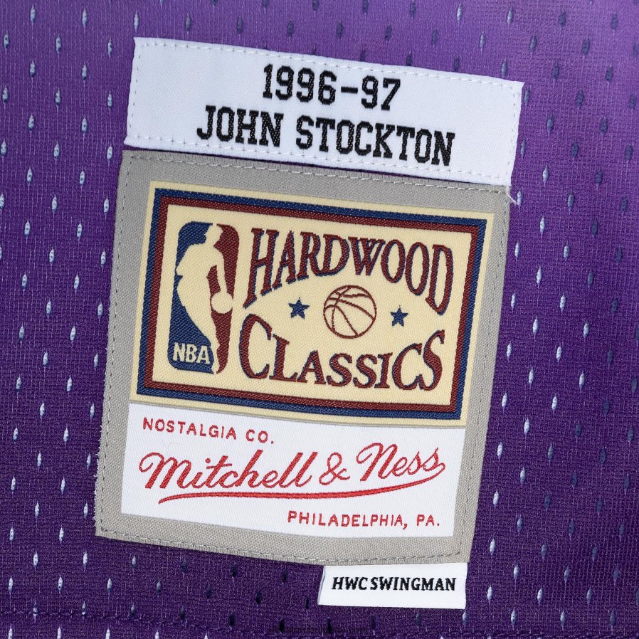 NBA JZ8F021415 utah jazz john stockton mitchell & ness purple/turquoise hardwood classics сплит суингмен трико
