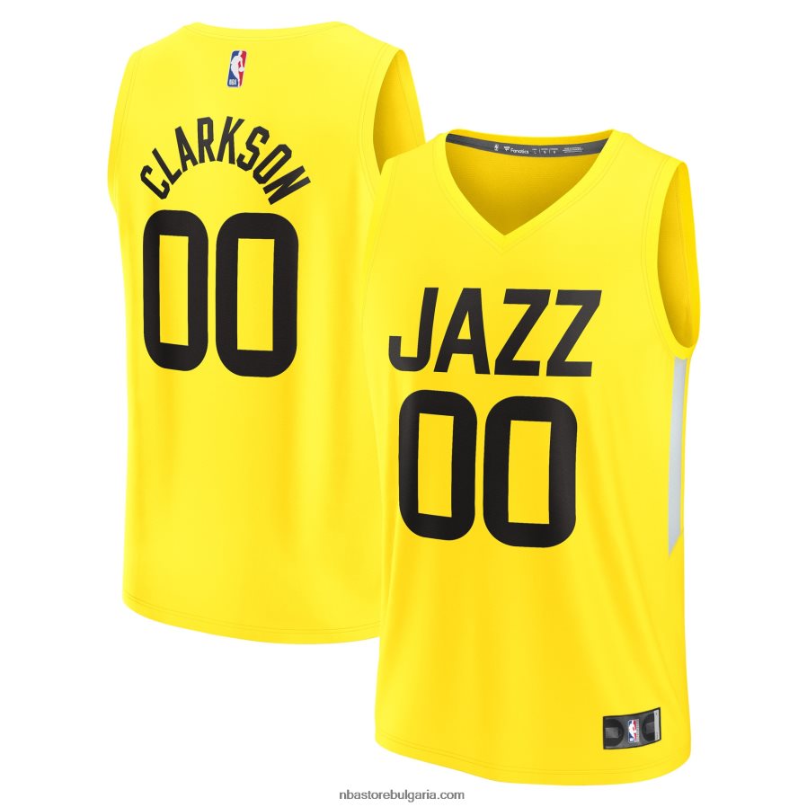 NBA JZ8F023262 юта джаз джордан кларксън жълта фланелка за бързо прекъсване реплика