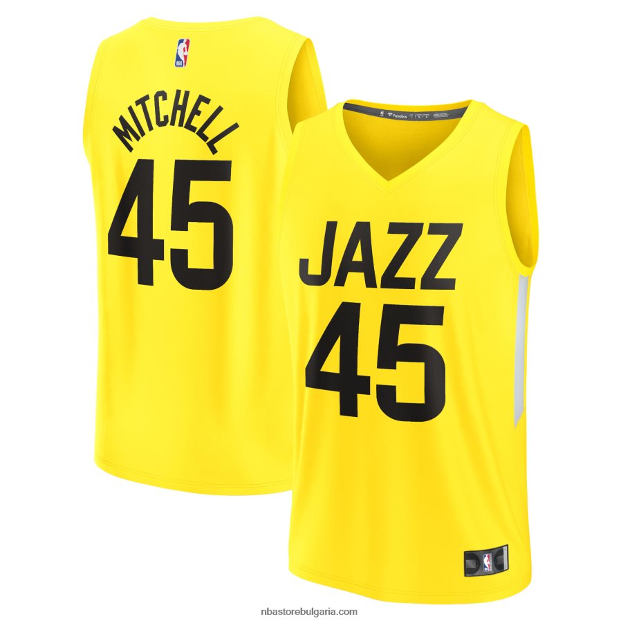 NBA JZ8F023421 юта джаз донован мичъл жълта реплика на фланелка за бързо прекъсване