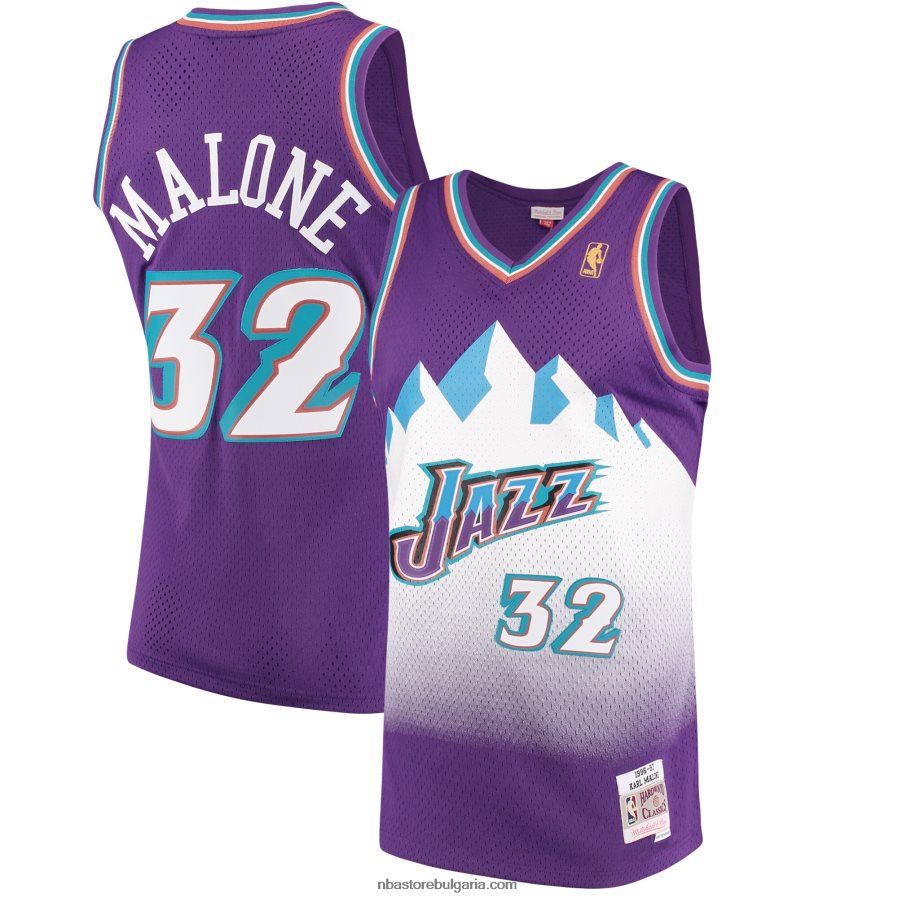NBA JZ8F02386 utah jazz karl malone mitchell & ness purple hardwood classics swingman трико