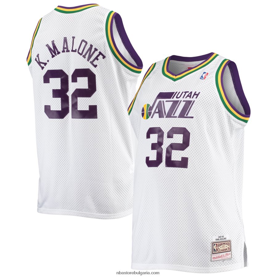 NBA JZ8F024462 utah jazz karl malone mitchell & ness white big & tall hardwood classics swingman трико