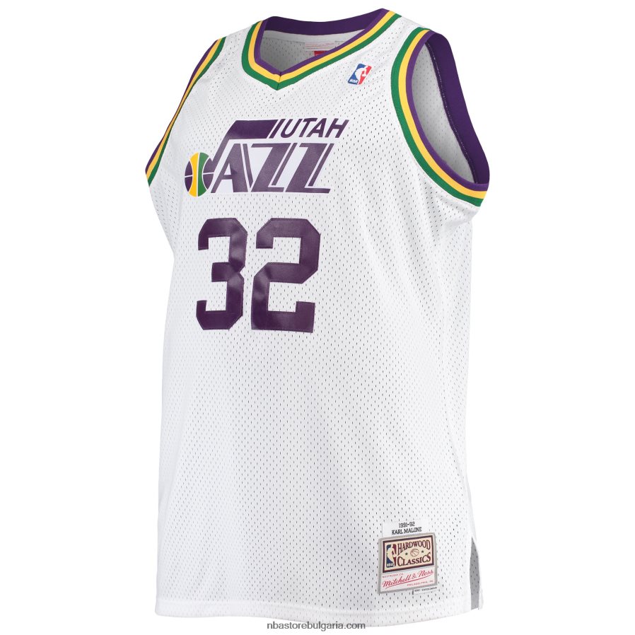 NBA JZ8F024462 utah jazz karl malone mitchell & ness white big & tall hardwood classics swingman трико