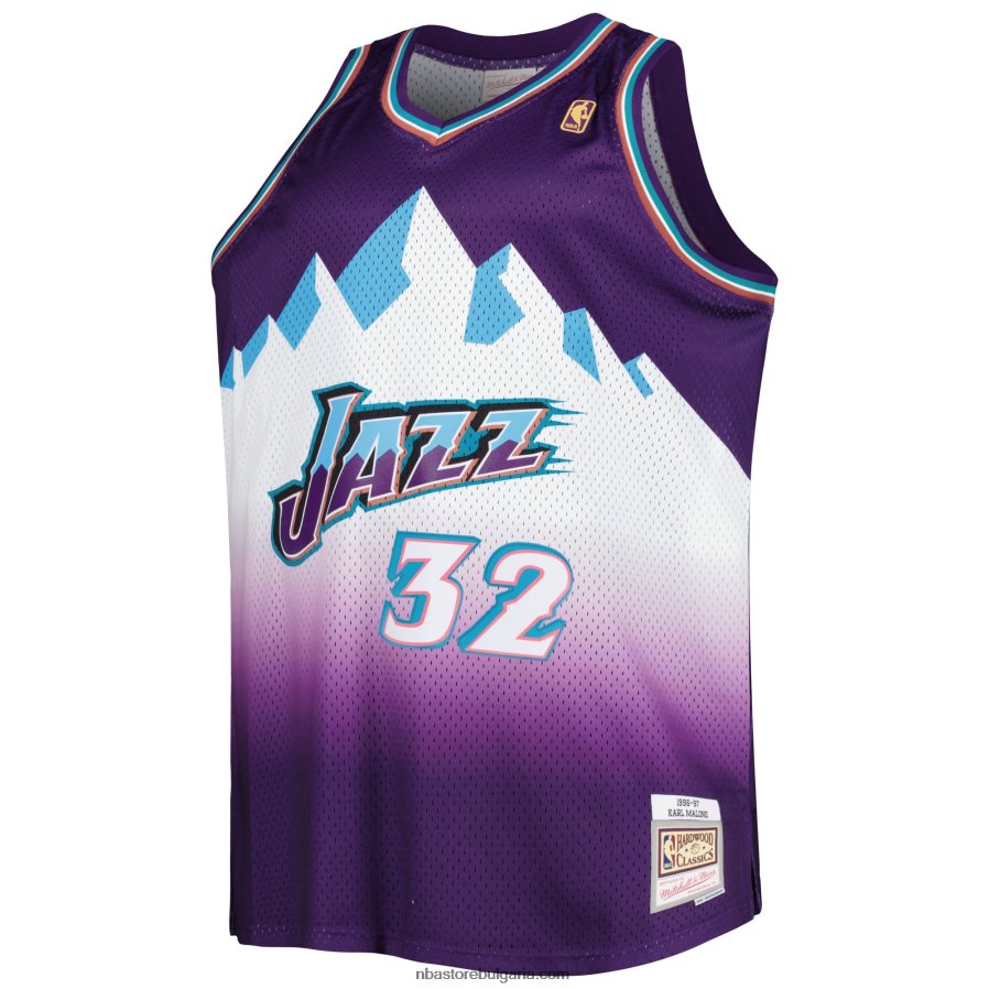 NBA JZ8F024676 utah jazz karl malone mitchell & ness purple big & tall hardwood classics swingman трико