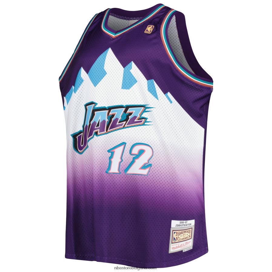 NBA JZ8F025280 utah jazz john stockton mitchell & ness purple big & tall hardwood classics swingman трико