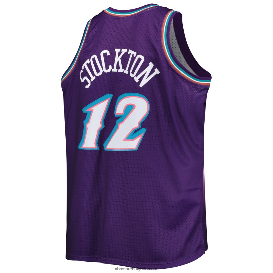 NBA JZ8F025280 utah jazz john stockton mitchell & ness purple big & tall hardwood classics swingman трико