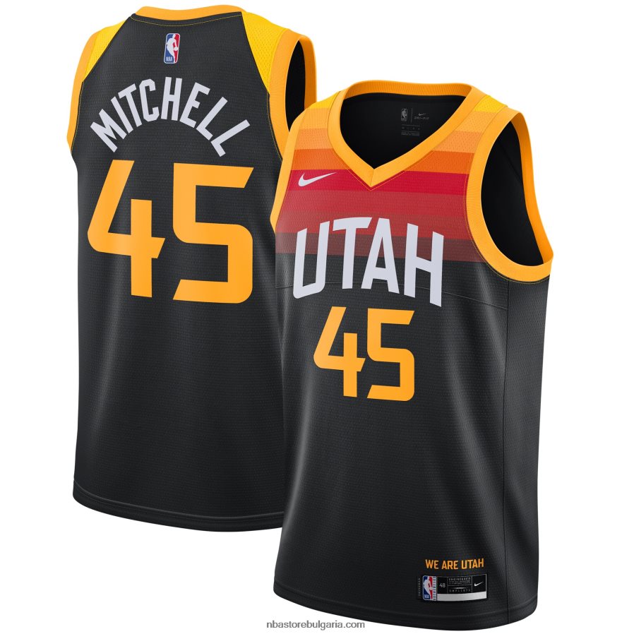 NBA JZ8F027083 юта джаз донован мичъл nike черна фланелка на суингмен играч