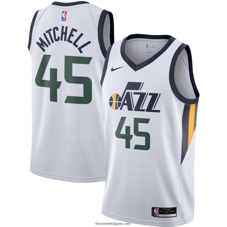 NBA JZ8F027322 юта джаз донован мичъл nike бяла фланелка swingman