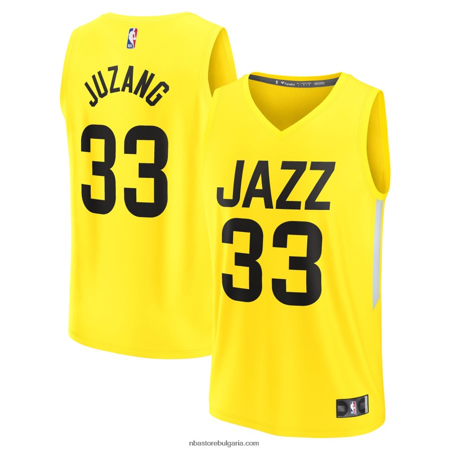NBA JZ8F027869 utah jazz johnny juzang жълта фланелка за реплика на играч за бързо прекъсване