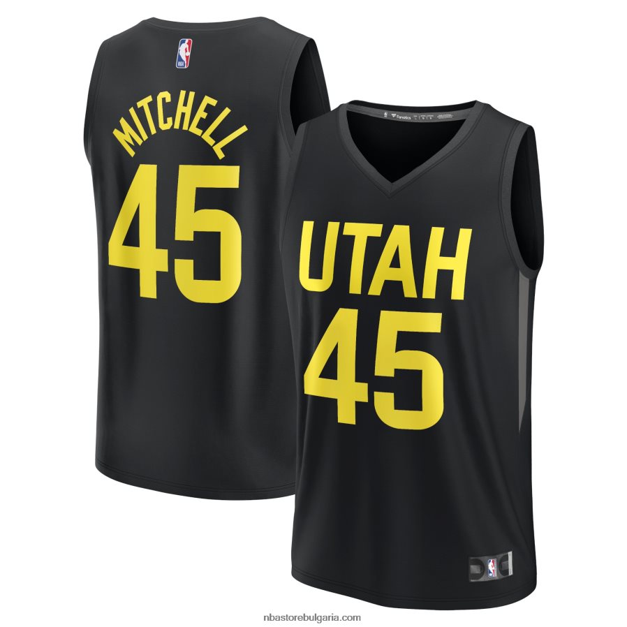 NBA JZ8F027882 юта джаз донован мичъл черен файст брейк реплика на фланелка на играч
