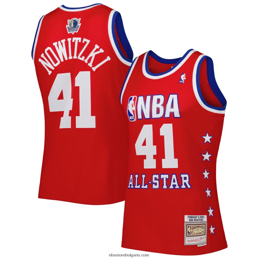 NBA JZ8F02458 западна конференция Dirk Nowitzki mitchell & ness red 2003 all star game swingman фланелка