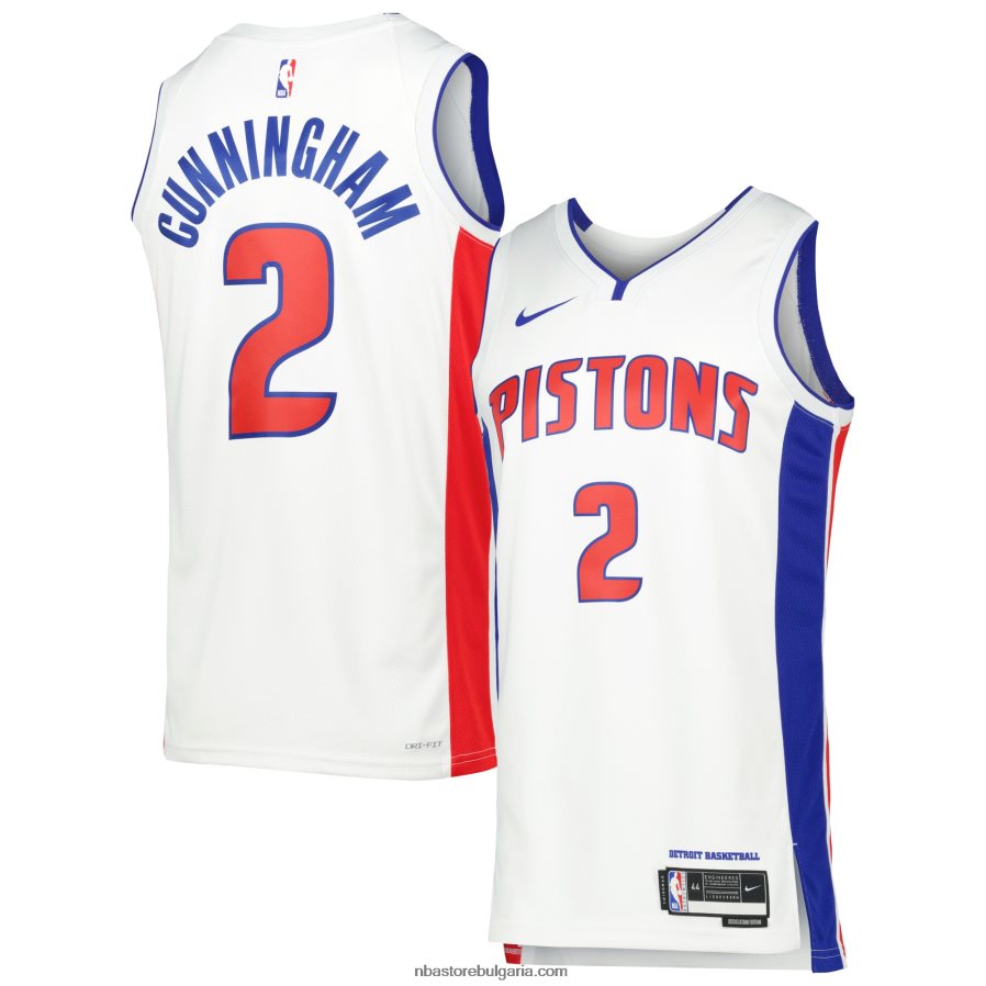 NBA JZ8F022464 детройт пистънс cade cunningham nike бяла фланелка swingman