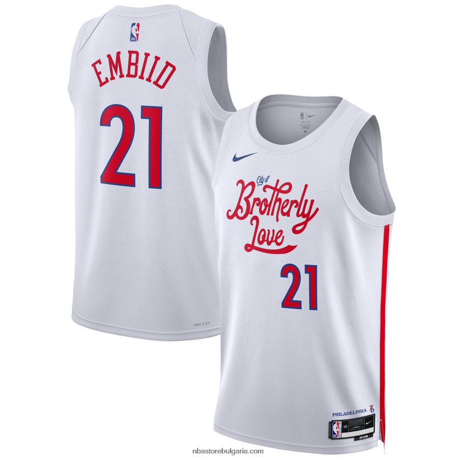 NBA JZ8F02157 philadelphia 76ers joel embiid nike бяла фланелка swingman