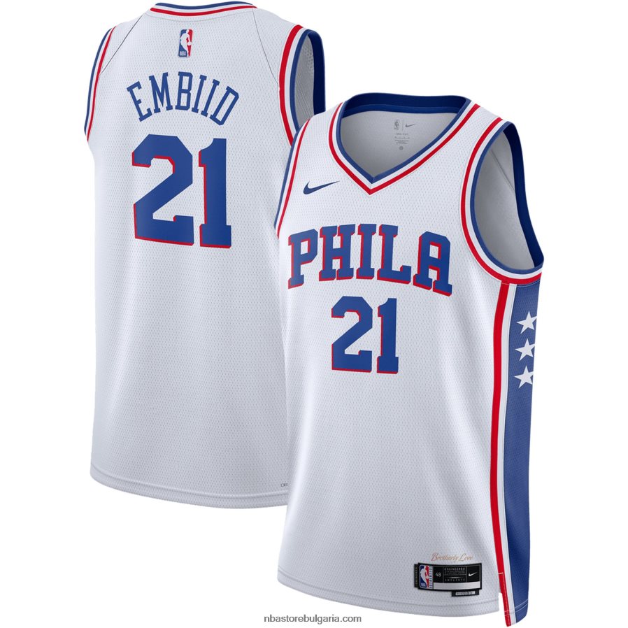NBA JZ8F02411 philadelphia 76ers joel embiid nike бяла фланелка swingman