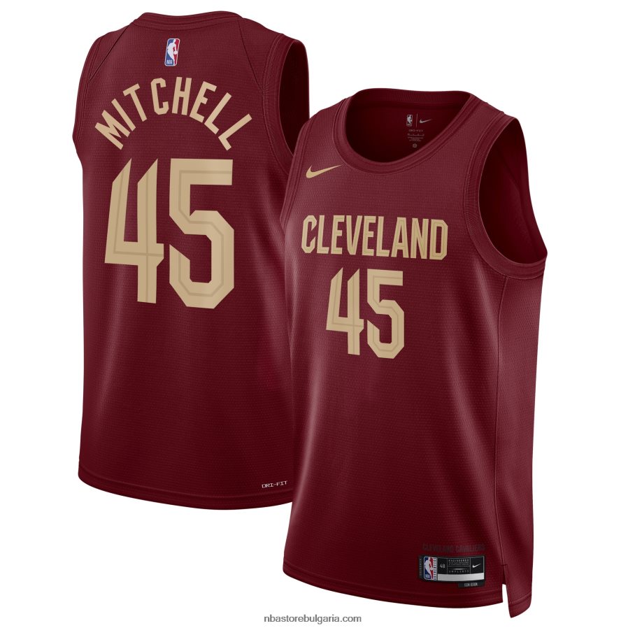 NBA JZ8F021175 Кливланд Кавалиърс Донован Мичъл nike бордо суингмен фланелка