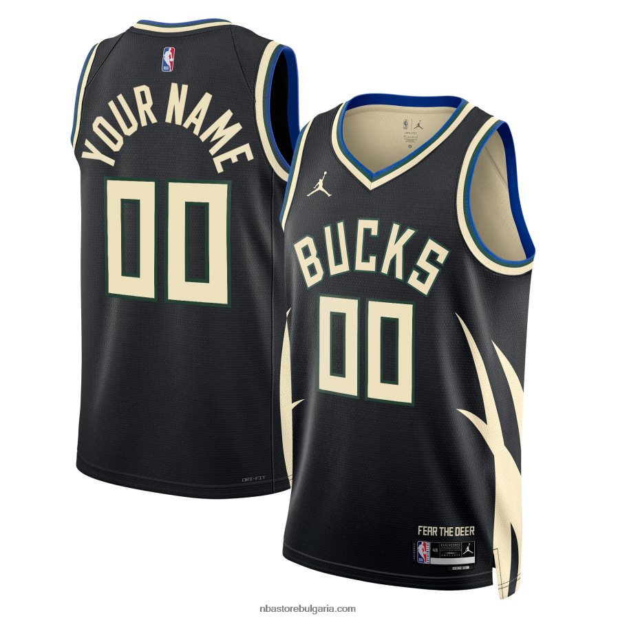 NBA JZ8F023044 milwaukee bucks jordan brand black swingman фланелка по поръчка