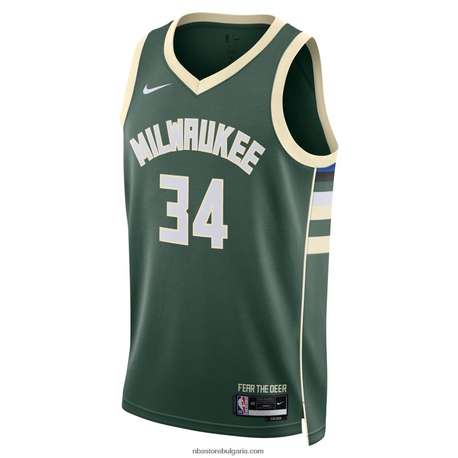 NBA JZ8F0230 Milwaukee Bucks Giannis Antetokounmpo Nike Hunter Green Swingman Jersey