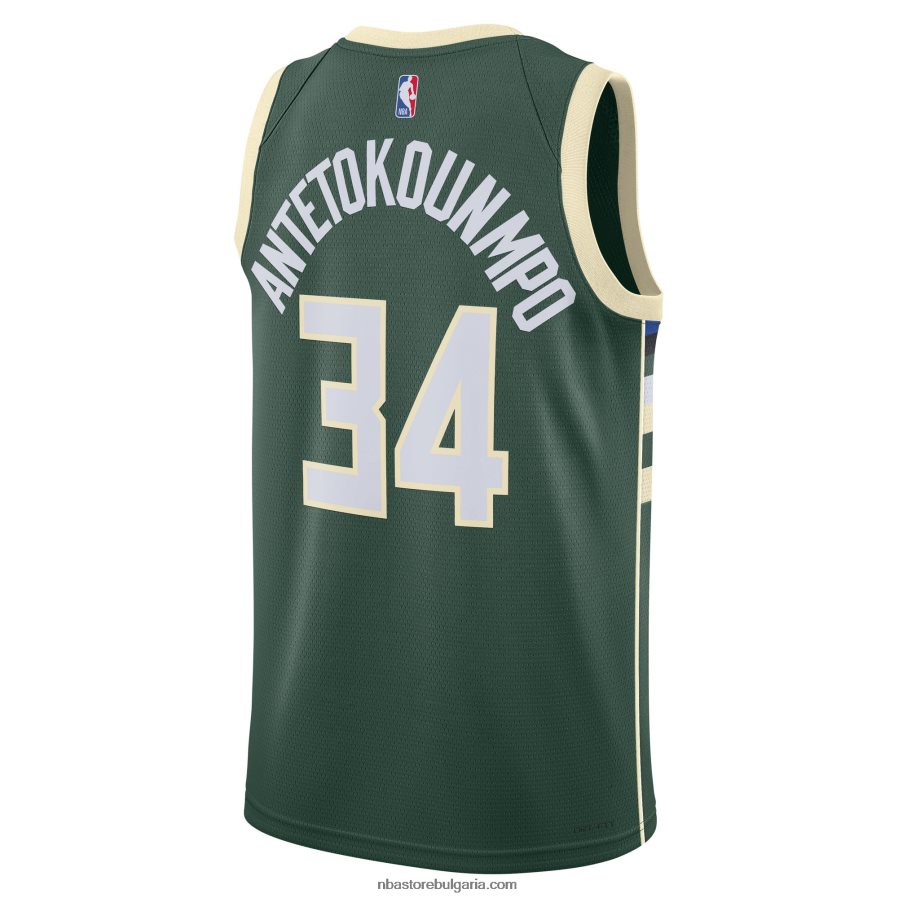 NBA JZ8F0230 Milwaukee Bucks Giannis Antetokounmpo Nike Hunter Green Swingman Jersey