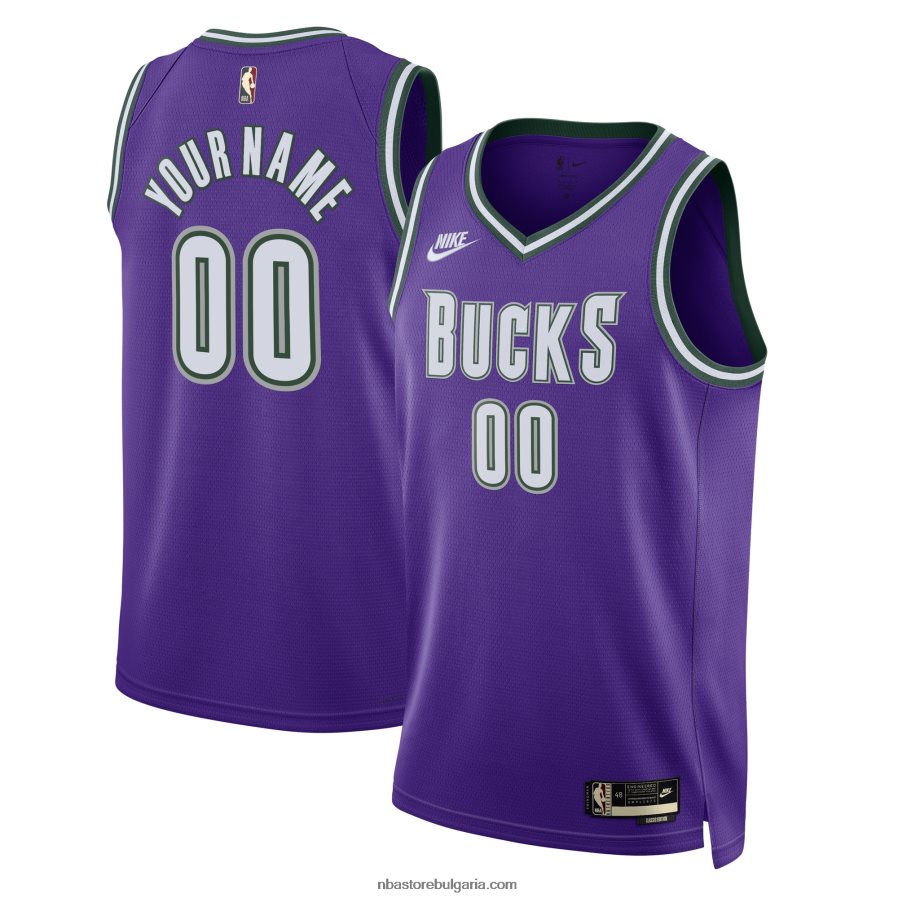 NBA JZ8F02365 milwaukee bucks nike purple персонализирана фланелка swingman