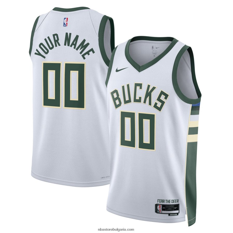 NBA JZ8F024837 milwaukee bucks nike white swingman по поръчка фланелка