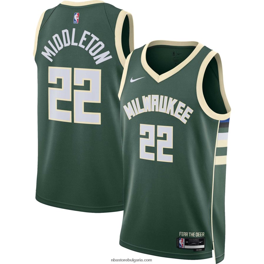 NBA JZ8F027236 Милуоки Бъкс Крис Мидълтън Nike Hunter Green Swingman Джърси