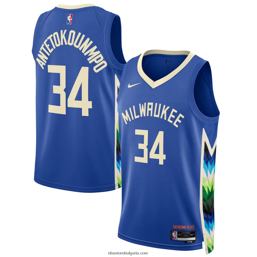 NBA JZ8F0285 milwaukee bucks janis antetokounmpo nike royal swingman jersey