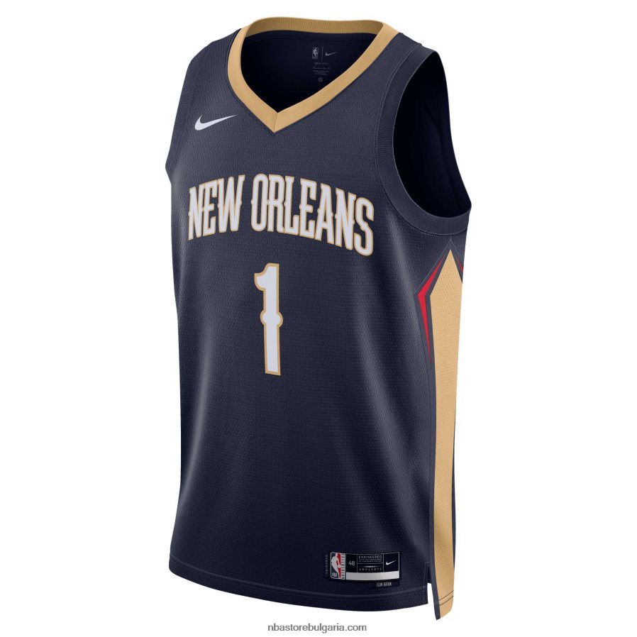 NBA JZ8F0211036 new orleans pelicans zion williamson nike navy swingman jersey