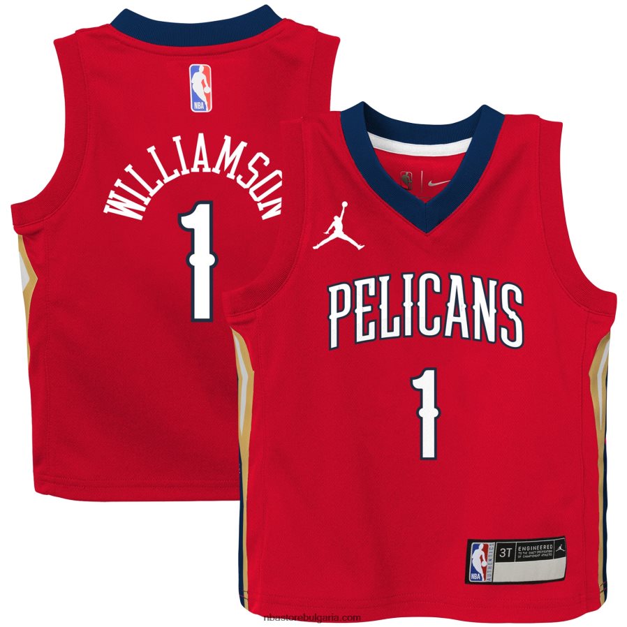 NBA JZ8F0217134 малко дете New Orleans Pelicans Zion Williamson Jordan марка червена фланелка