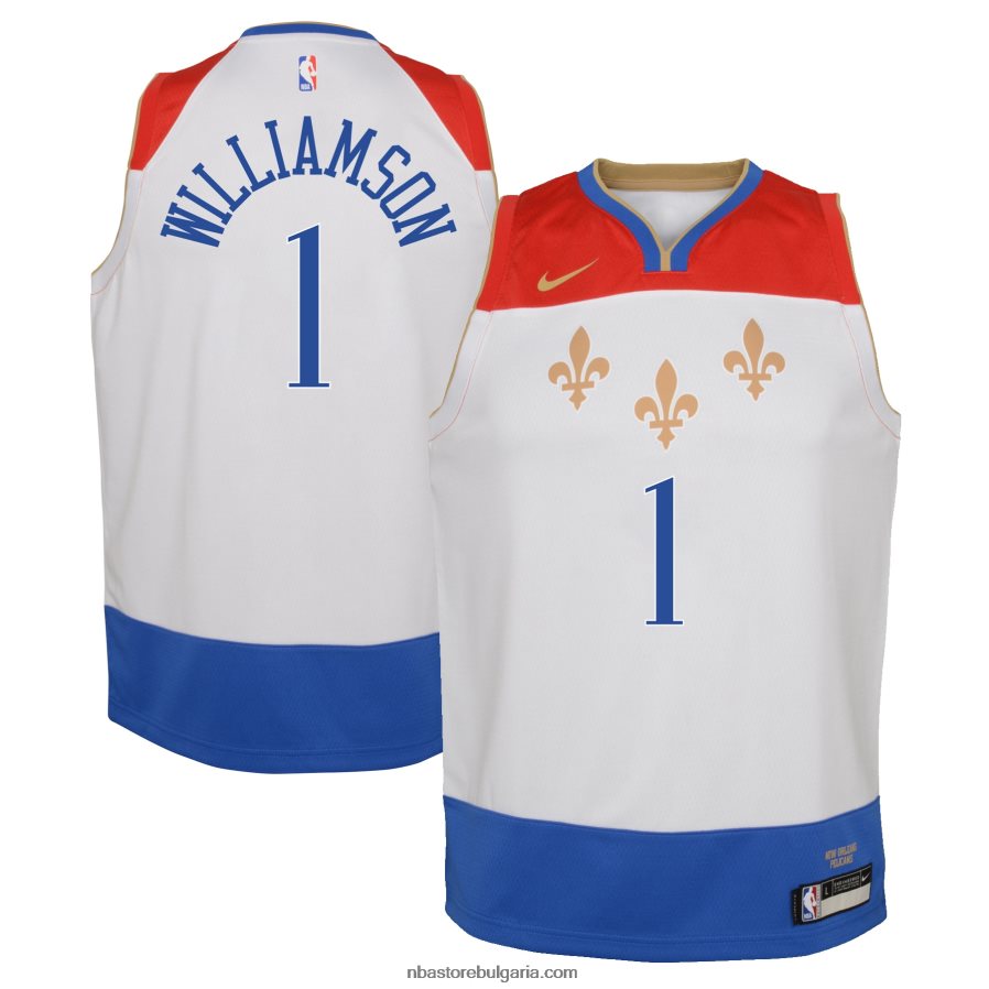 NBA JZ8F0217460 малко дете New Orleans Pelicans Zion Williamson Nike бяла фланелка swingman